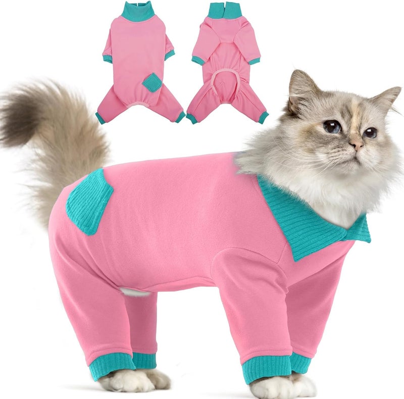 T'CHAQUE Sticky Hair Cat Clothes, Professional Recovery Suit for Cats, Anti-Shedding Shirt Outfit, Soft Pajamas for Kittens, Post-Surgery Onesie for Male & Female Cats - Image 1